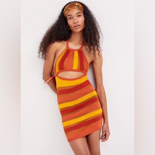 Nwt For Love & Lemons Tori Mini Dress / Orange / Size Small